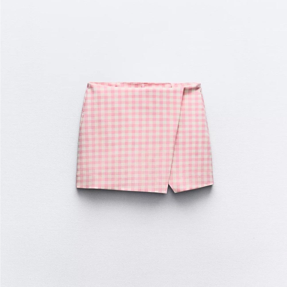 Zara Pink Gingham Mini Skort